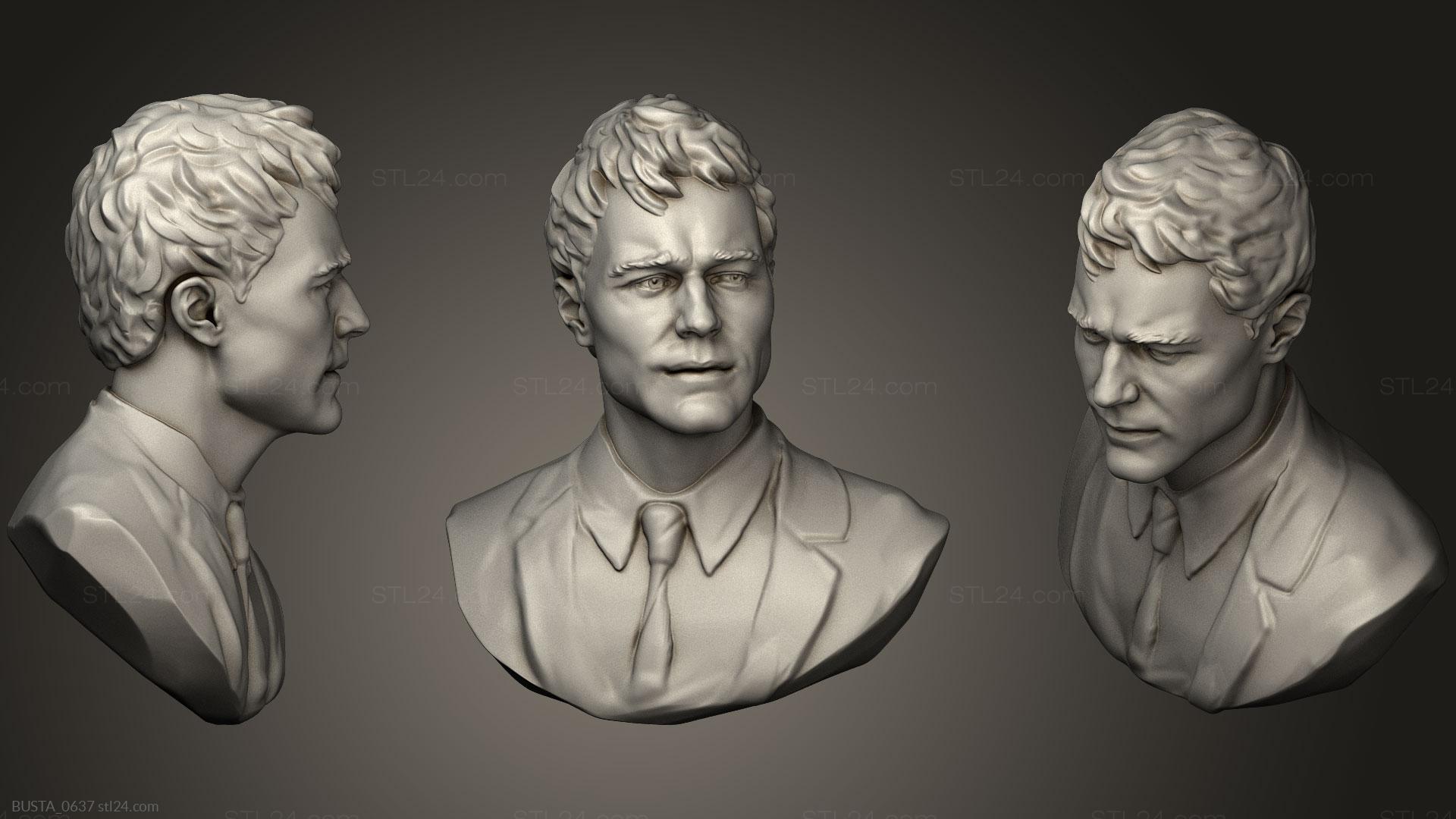 Бюсты и головы античные и исторические (Голова мужчины, BUSTA_0637) 3D модель для ЧПУ станка